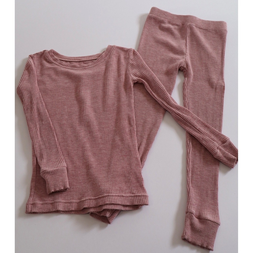 Little Sleepies Pink Mauve Ribbed Two-Piece Pajama Set 2T